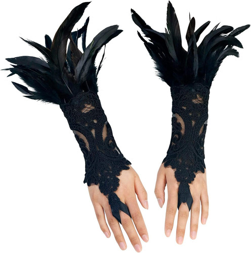Women black lace feather - lace,