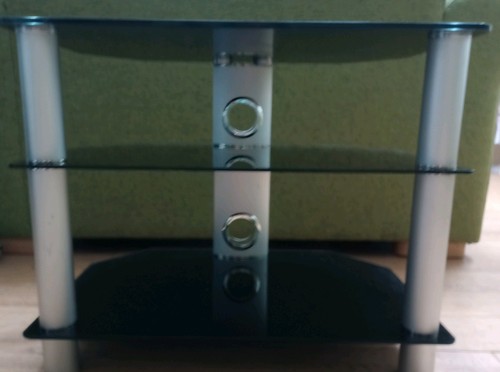 Black glass hifi stand - black,