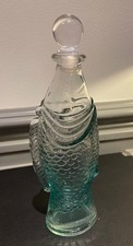 Decorative Bottle Light Blue Glass Fish Shaped Jar Liquid Storage Ornament