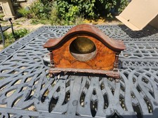 Antique clock case burr veneer with carved columns, cabriole feet