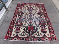 Shabby Chic Worn Vintage Hand Made Traditional White Wool Large Rug 192x139cm