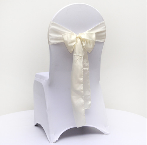 Ivory satin chair sash - ,