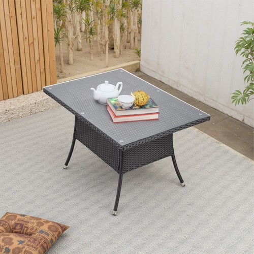 Black rattan table - table, &