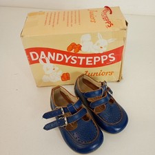 Vintage Dandy Steps Juniors Blue Leather Baby Toddler Shoes Size 2 Boxed