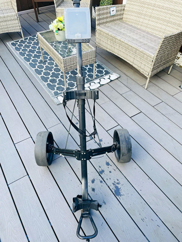 Black pull golf trolley cart - black,