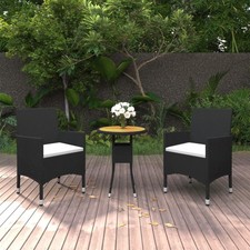 Garden Dining Set Black, Cream