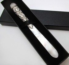 Victorian Antique Sterling Silver Mother of Pearl Letter Opener English Hallmark