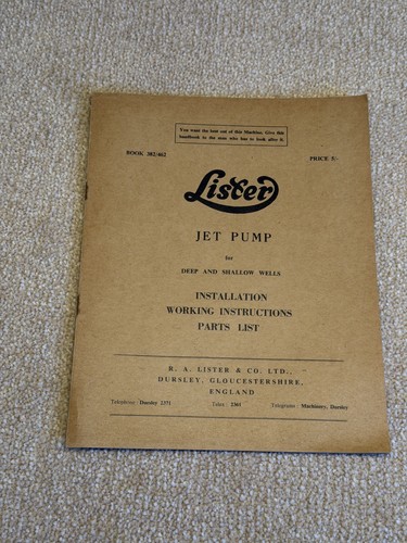Lister instruction book - instruction, and