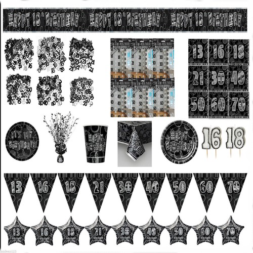 Black glitz party tableware - black,