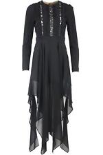 ELIE SAAB ASYMMETRIC LACE TRIMMED SILK BLEND MIDI DRESS FR 38 UK 10