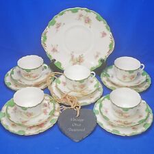16 Piece Green Floral TEA SET FOR 5 * Antique ROYAL DOULTON E5727 c1910 VGC