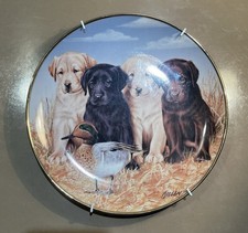 Labrador Dogs Collector Plate, 'READY FOR ACTION' by Jim Killen for Danbury Mint
