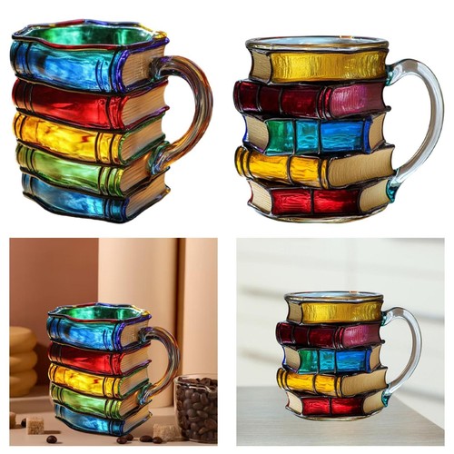 Painted book mug books stack - painted,