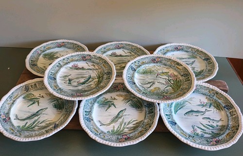 Spode avon fishing plates 8 - plates, x