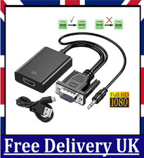 VGA INPUT to HDMI OUTPUT Video Audio Converter Cable Adapter 1080 For TV PC DVD