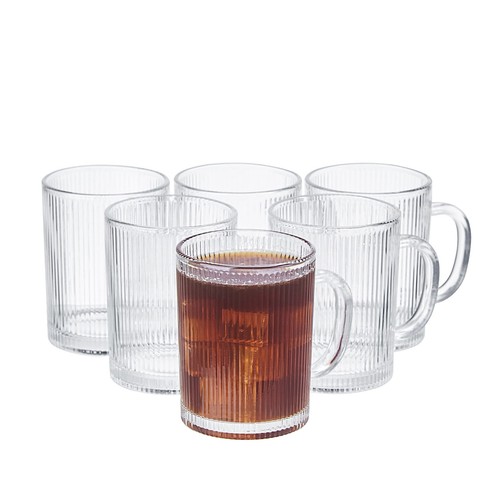 Ribbed glass coffee cups set - coffee,