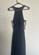 Women’s MaScara London Size GB/UK 6 Navy Blue Mesh Side Feature Prom Long Dress
