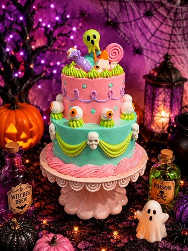 Pastel halloween faux cake - halloween,