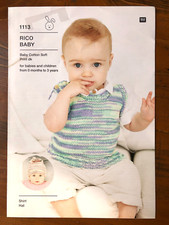 Rico 1113 knitting pattern baby & child DK sleeveless slipover, headband & hat