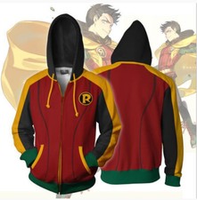 Teen Titans Robin Cosplay Costume Hoodie Zip Up Jacket Halloween Outfit