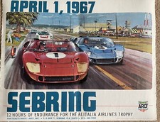 Historic Automobile Sebring April 1st 1967 Endurance Racing Cars. Original Print