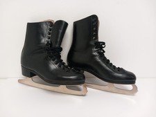 Vintage New English Leather Ice Skates with Sheffield Steel Blades - UK Size 7