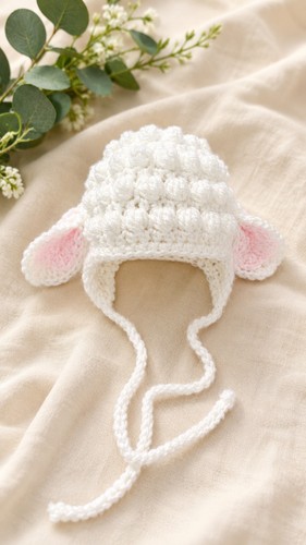Newborn baby crochet lamb - newborn,