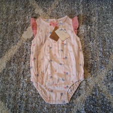 Albetta Floral Button-Up Baby Romper Sleeveless 12-18 Months NWT