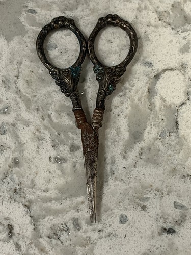 Antique sewing scissors floral - scissors,