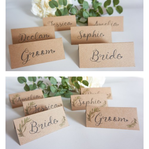 Rustic place cards - rustic, name