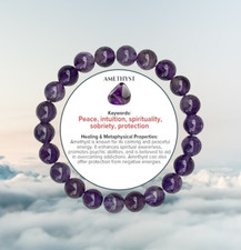 Amethyst 8mm Natural Gemstone Crystal Beaded Elastic Bracelet