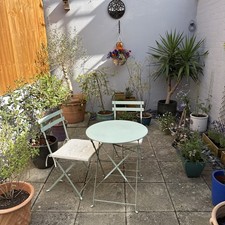 3-Piece Folding Bistro Set, Outdoor Garden Metal Table and Chairs