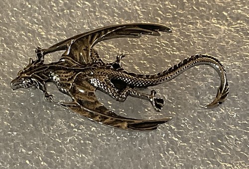 Silver tone metal dragon - metal,