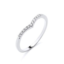Sterling Silver 925 Rhodium Simulated Diamond Wishbone Eternity Ring size K to S
