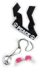 Hippy Kit Accessories Unisex 60s 70s Fancy Dress (Glasses Necklace & Headband)