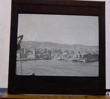 Antique Glass  Slide Merchant Ship Harbour  Ships   1930's