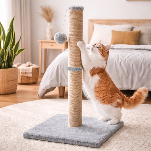 Large cat scratching - scratching, post