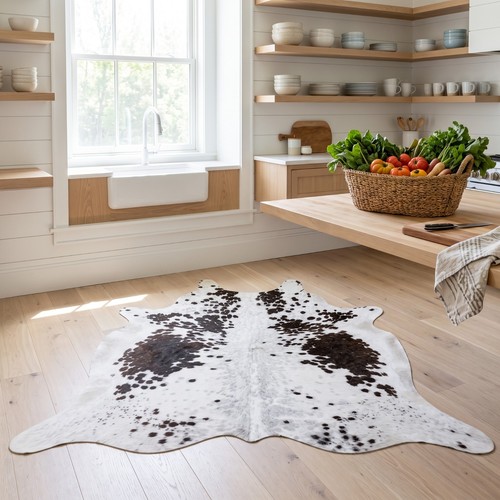 Natural cowhide rug black - natural,