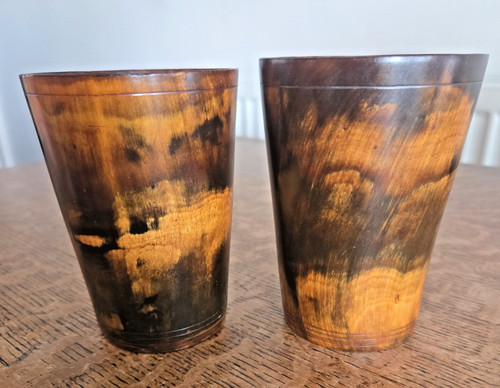 Pair antique horn beakers - beakers,