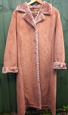 Ladies Tan long warm faux suede/faux fur coat Bust 44" Length 49" UK 16