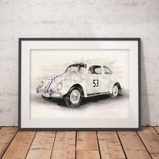 Herbie the Love Bug Movie | Watercolour Effect | VW Car | Poster-Wall Art-Print