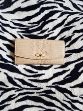 John Rocha Purse Beige Real Leather Croc Crocodile Card Holder Envelope Wallet