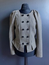 Cue Black & White Gingham Peplum Double Breasted Jacket (8)