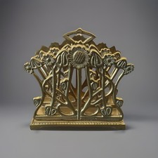 DECORATIVE ART NOUVEAU STYLE BRASS SUNFLOWERS LETTER DESK TIDY 