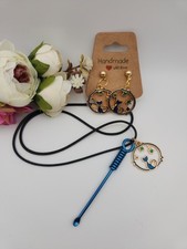 Snuff Scoop Spoon Bump Cat Kitty Kitten Choker Necklace Earrings Set  Vintage 