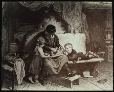 KONRAD GROB ( ARTIST ) THE BIRD TRAP C1890 Magic Lantern Slide