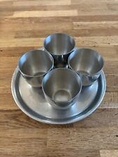 Set of 4 with Tray F&G Vintage Shirley Pewter Jefferson Cups Williamsburg