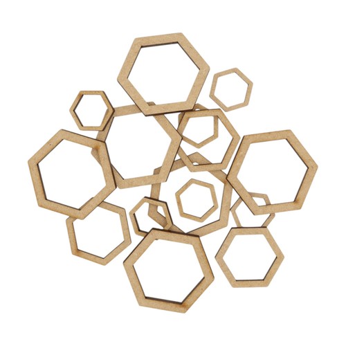 Wooden hollow hexagon mdf - hollow,