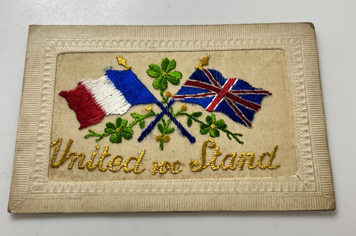 Ww1 silk postcard united - united, we