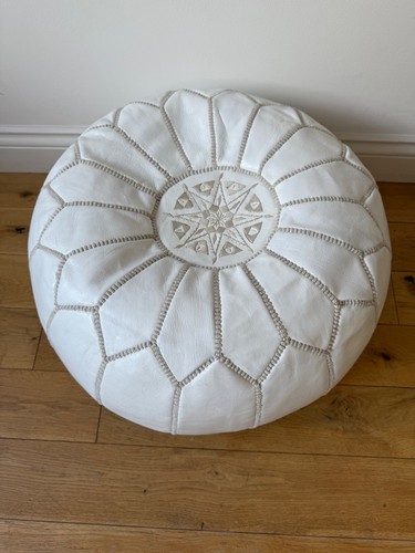 Moroccan white leather - white,